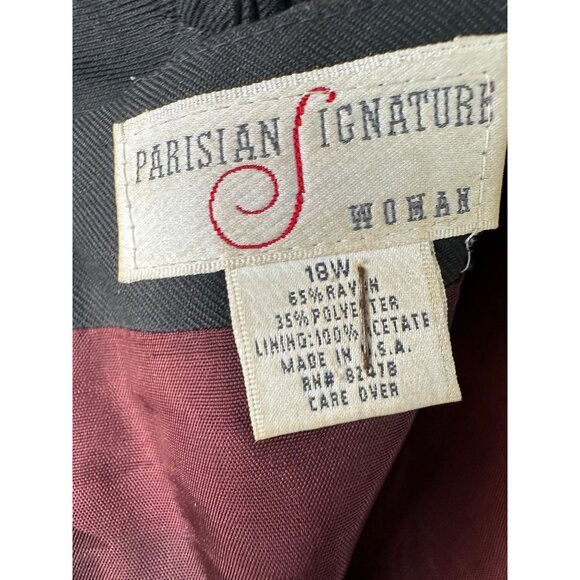 Parisian Signature Womens Black Skirt 18W pencil vintage elastic rayon Zipper - Picture 7 of 9